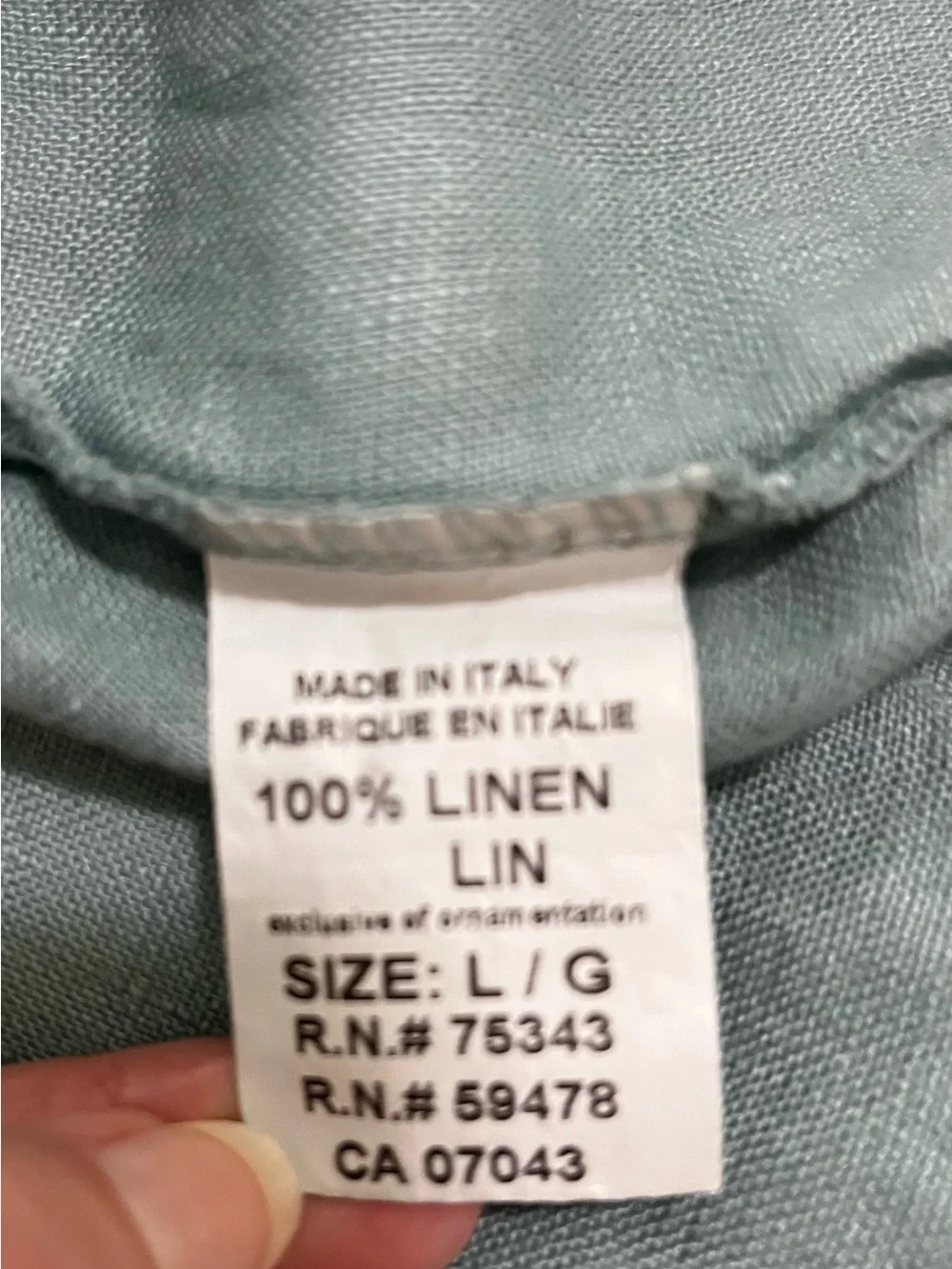 Bellambra Relaxed Sage Light Teal Linen Tunic with Sequin Trim Sz L Breezy - Picture 8 of 9